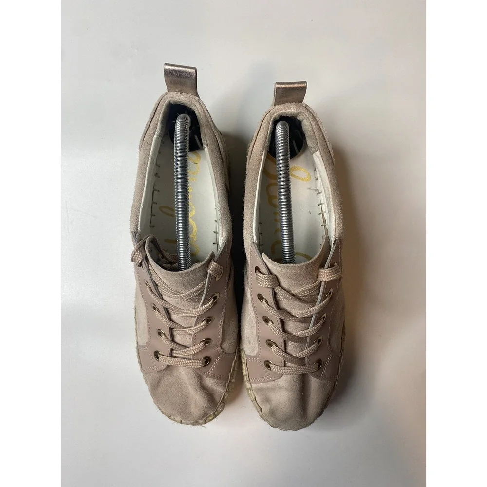Sam Edelman Carleigh Platform Espadrille Pink Blush Sneaker Size 7.5M Suede